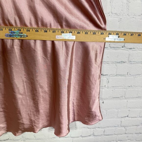 Mini Dress Women Size 2X Rose Gold Empire Babydoll Silky Satin Party Night Y2K - Picture 9 of 11